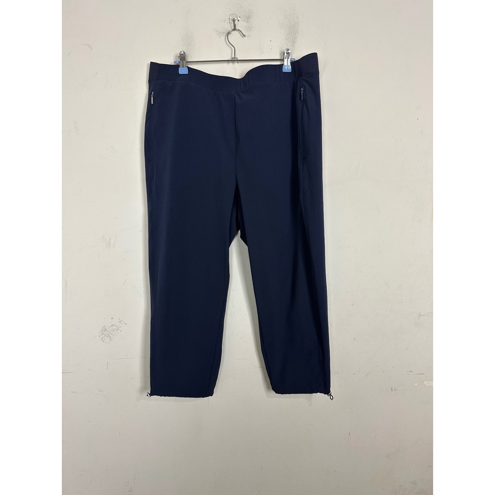 Chicos Zenergy Navy Blue Ankle Pants Size 3 US 16 Stretch Bungee Hem Zip Pockets